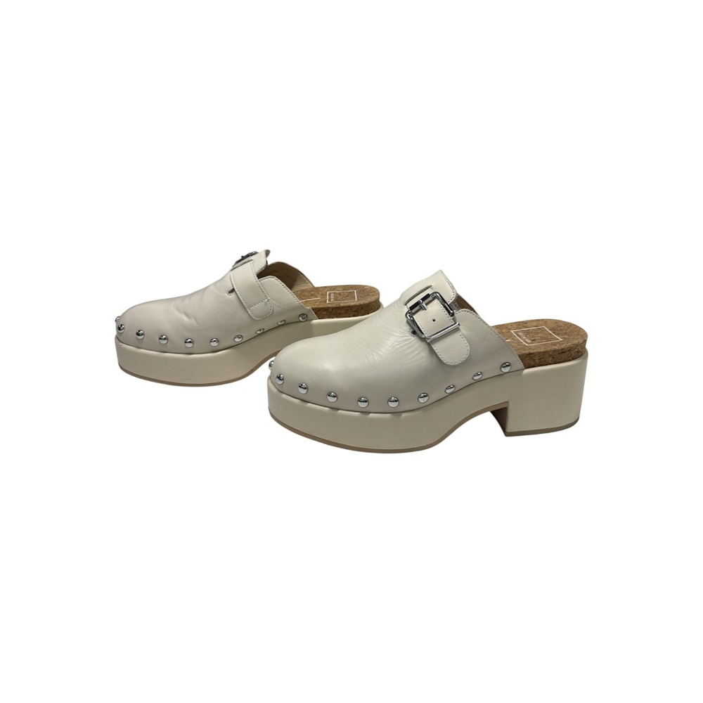 Dolce Vita Clog Mules Womens 10 Cream Excellent Studded Platform Leather Buckle - Picture 3 of 6